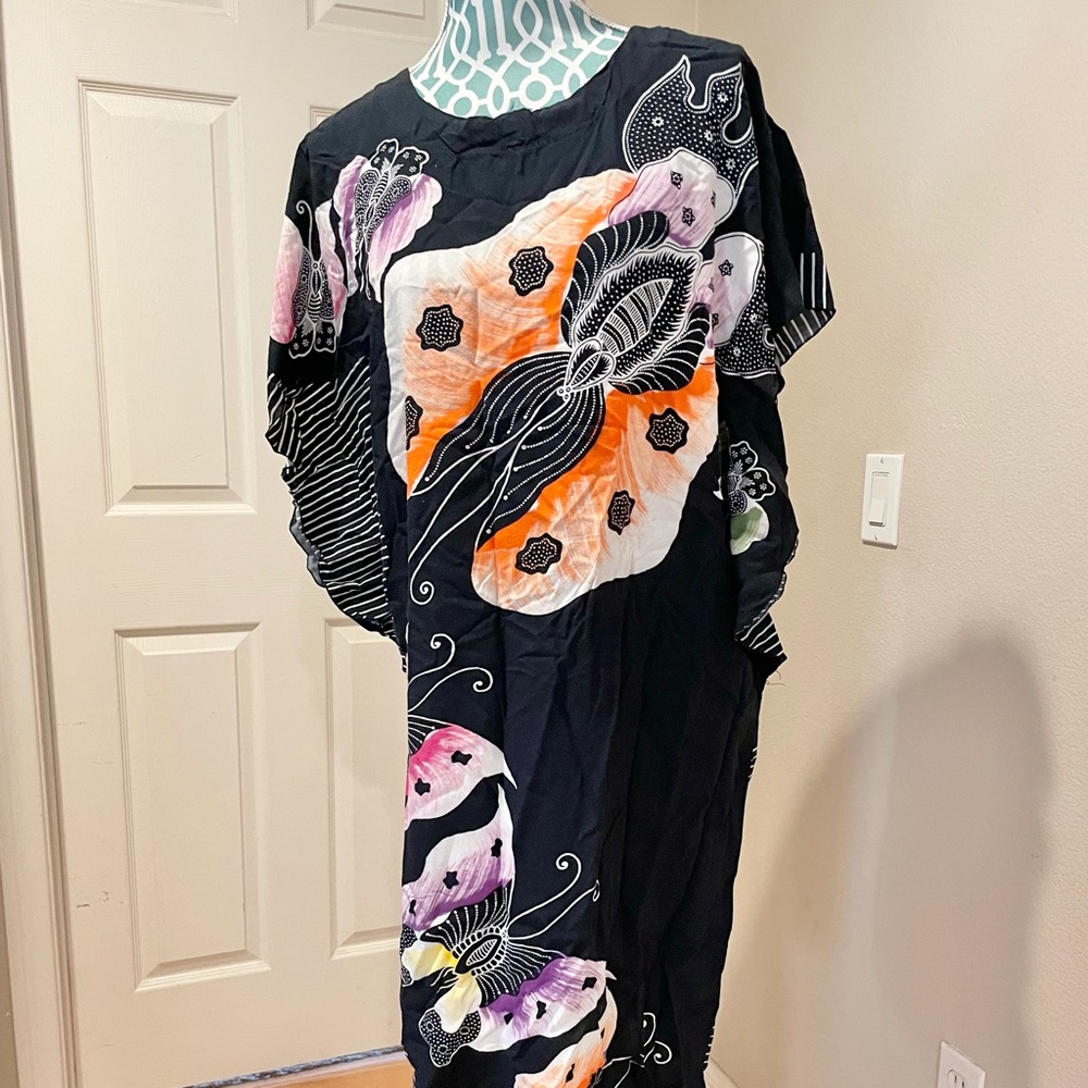 Baju Batik Black Butterfly Daster Dress